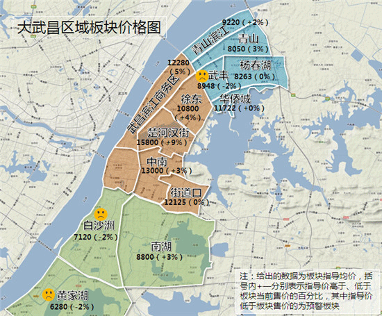 武汉房价地图分析 三镇板块价格排行榜(top5)图片